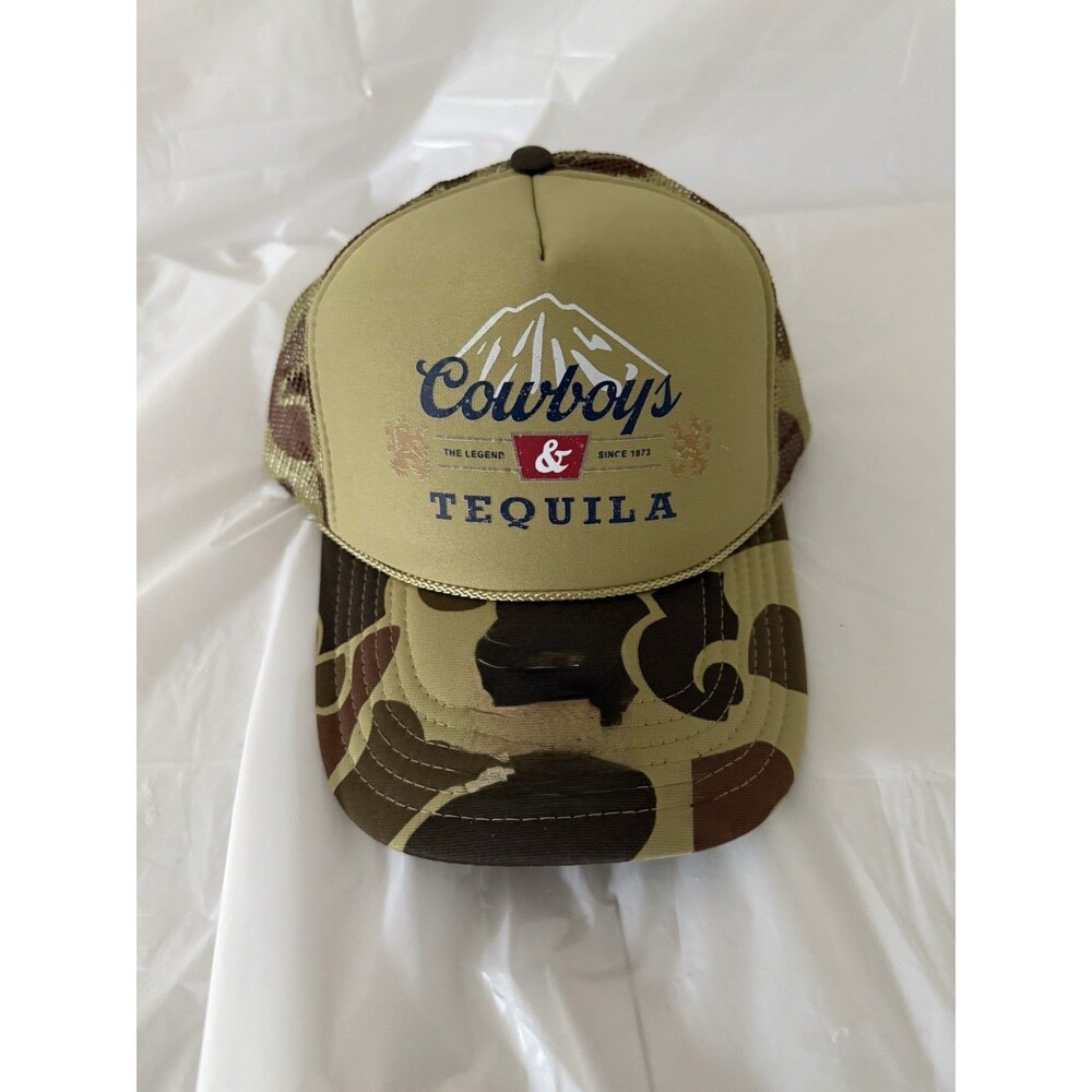 Duck Camo Cowboys & Tequila Trucker Hat Snapback Mesh Cap OSFM